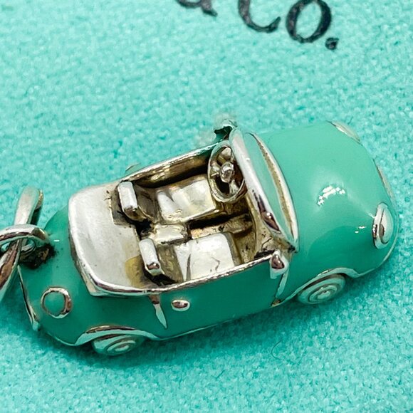 Tiffany & Co. Blue Enamel Convertible Car Charm Sterling Silver Pendant - Picture 8 of 16
